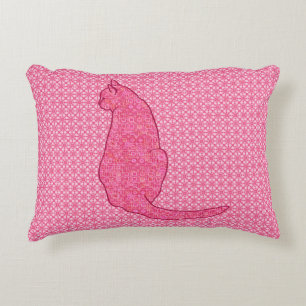 Japanese Cat - Fuchsia Pink Batik Decorative Cushion
