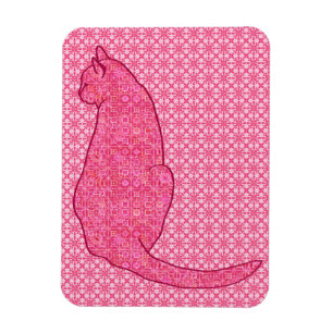 Japanese Cat - Fuchsia Pink Batik Magnet