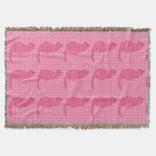 Japanese Cat - Fuchsia Pink Batik Throw Blanket
