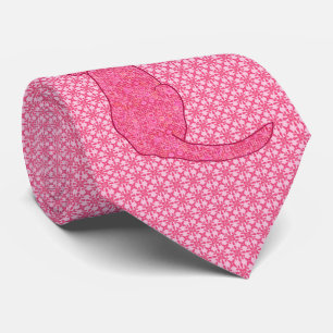 Japanese Cat - Fuchsia Pink Batik Tie