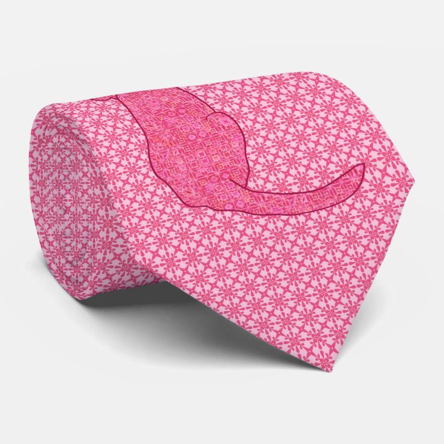 Japanese Cat - Fuchsia Pink Batik Tie (Rolled)