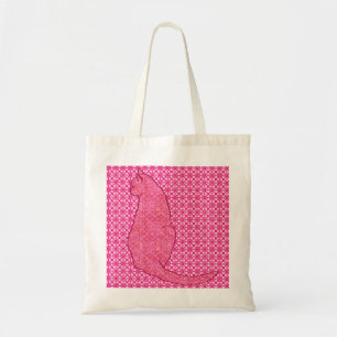 Japanese Cat - Fuchsia Pink Batik Tote Bag