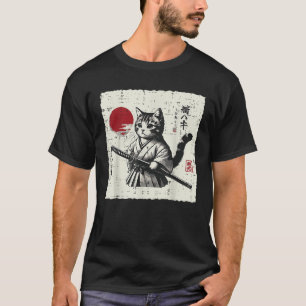 Japanese Cat Kimono Katana Cute Ukiyo Art Boys Gir T-Shirt