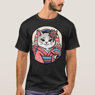 Japanese cat Kimono meow T-Shirt