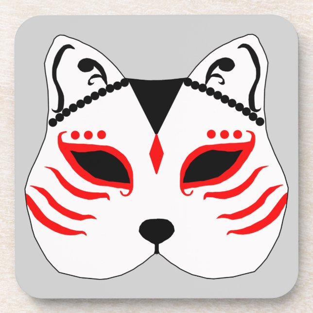 Japanese cat mask coaster (Front)