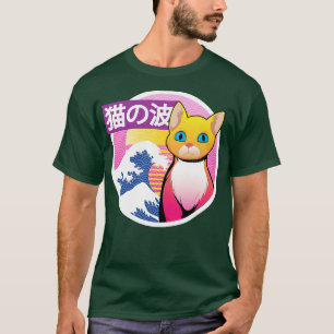 Japanese Cat Retro Great Wave 90s Aesthetic Neko T-Shirt