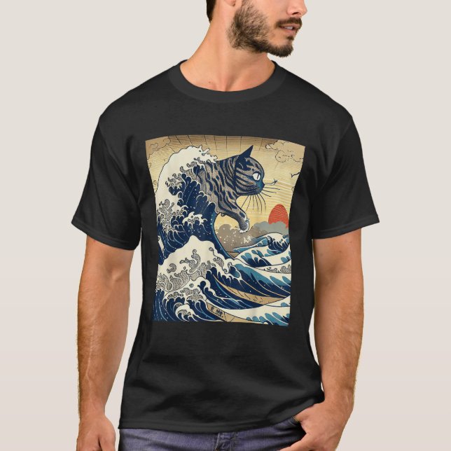 Japanese Cat Tshirt Cat Lover Katsushika Hokusai T (Front)