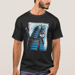 Japanese Cat Warrior Samurai Ukiyo e Art Men Boys  T-Shirt