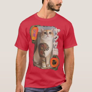 Japanese Cat Yakuza Tattoo Cat tattoo Style Japan  T-Shirt