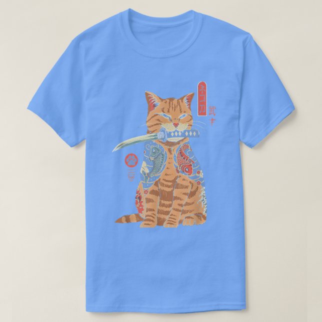 Japanese Catana Samurai Cat Katana Japanese Graphi T-Shirt (Design Front)