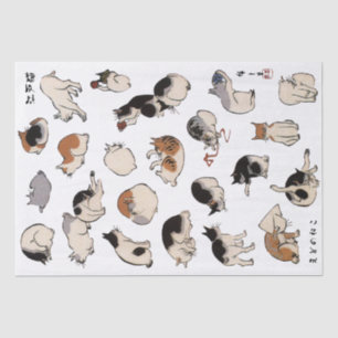 Japanese Cats (Background Colour Changeable) Tissue Paper