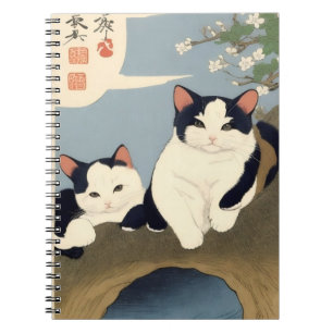 Japanese Cats Blossom Tree Notebook