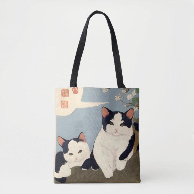 Japanese Cats Blossom Tree Tote Bag (Front)