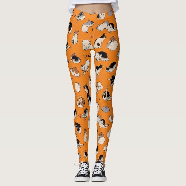 Japanese Cats (Colour Chengeable ) Leggings (Front)