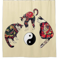 JAPANESE CATS ,DRAGON RED DEVIL TATTOOS,YIN YANG