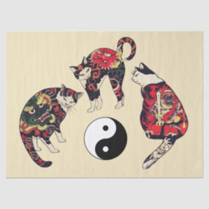 JAPANESE CATS ,DRAGON RED DEVIL TATTOOS,YIN YANG  TISSUE PAPER