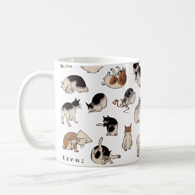 Japanese Cats, Hiroshige, Ukiyo-e Coffee Mug (Left)