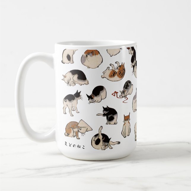 Japanese Cats, Hiroshige, Ukiyo-e Coffee Mug (Left)