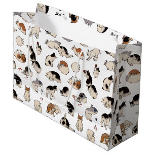 Japanese Cats, Hiroshige, Ukiyo-e Large Gift Bag