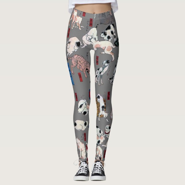 Japanese Cats, Kuniyoshi, Ukiyo-e Leggings (Front)