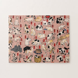 Japanese Cats Ukiyo-e Art Funny Jigsaw Puzzle