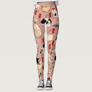 Japanese Cats Ukiyo-e Art Funny Leggings