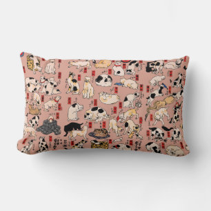 Japanese Cats Ukiyo-e Art Funny Lumbar Cushion