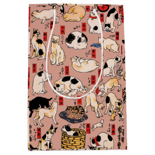 Japanese Cats Ukiyo-e Art Funny Medium Gift Bag