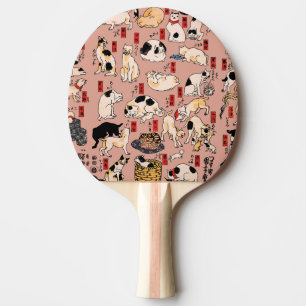 Japanese Cats Ukiyo-e Art Funny Ping Pong Paddle