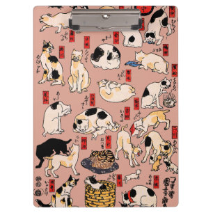 japanese cats Ukiyo-e Funny kitty Clipboard
