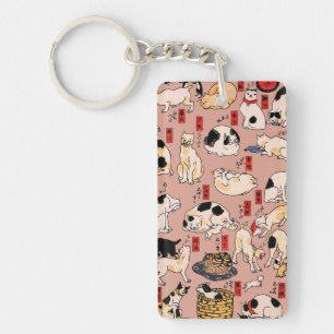 japanese cats Ukiyo-e Funny kitty Key Ring
