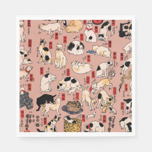 japanese cats Ukiyo-e Funny kitty Napkin