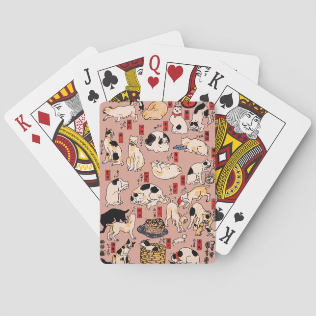 japanese cats Ukiyo-e Funny kitty Playing Cards (Back)