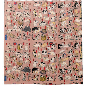 japanese cats Ukiyo-e Funny kitty Shower Curtain