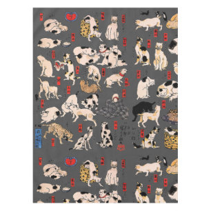 japanese cats Ukiyo-e Funny kitty Tablecloth
