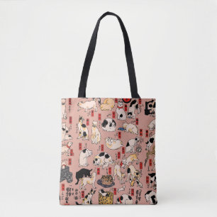 japanese cats Ukiyo-e Funny kitty Tote Bag