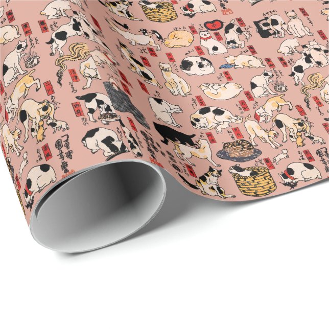 japanese cats Ukiyo-e Funny kitty Wrapping Paper (Roll Corner)