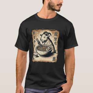 Japanese Cave Art Noodles Lover Wildlife Goat Rame T-Shirt