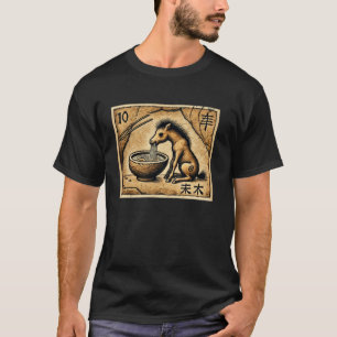 Japanese Cave Art Postage Stamp Cute Horse Foal Ra T-Shirt