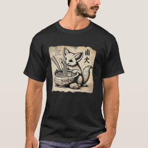 Japanese Cave Art Wildlife Noodle Lover Fennec Fox T-Shirt