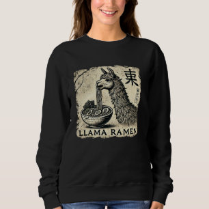 Japanese Cave Art Wildlife Noodle Lover Llama Rame Sweatshirt