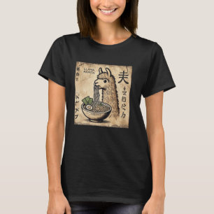 Japanese Cave Art Wildlife Noodle Lover Llama Rame T-Shirt