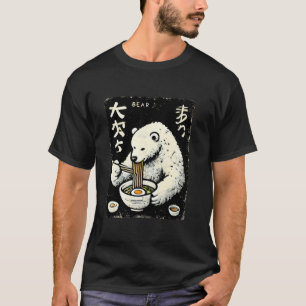 Japanese Cave Art Wildlife Noodle Lover Polar Bear T-Shirt