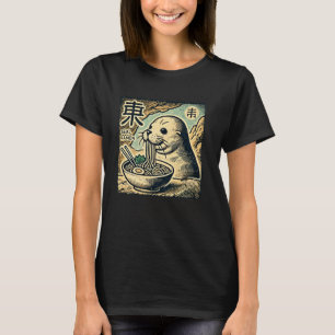 Japanese Cave Art Wildlife Noodle Lover Seal Ramen T-Shirt
