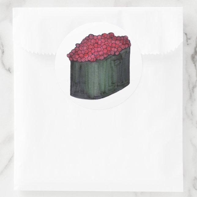 Japanese Caviar Sushi Maki Roll Japan Restaurant Classic Round Sticker (Bag)