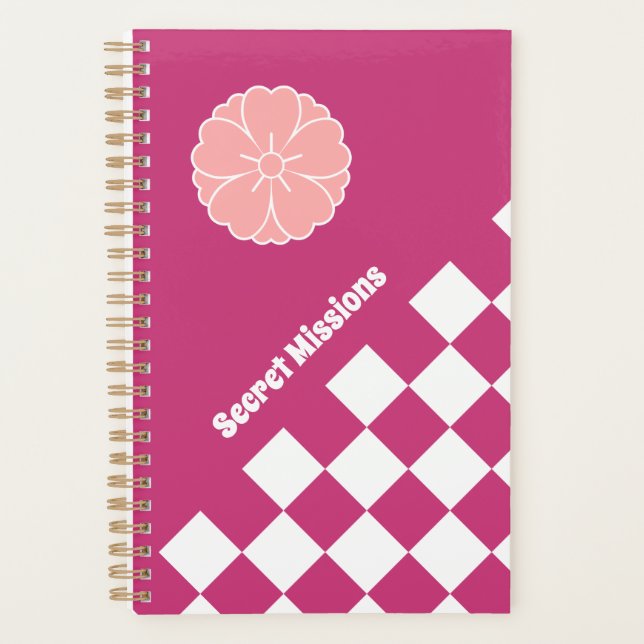 Japanese Chequerboard & Sakura Blossom Crest Planner (Front)
