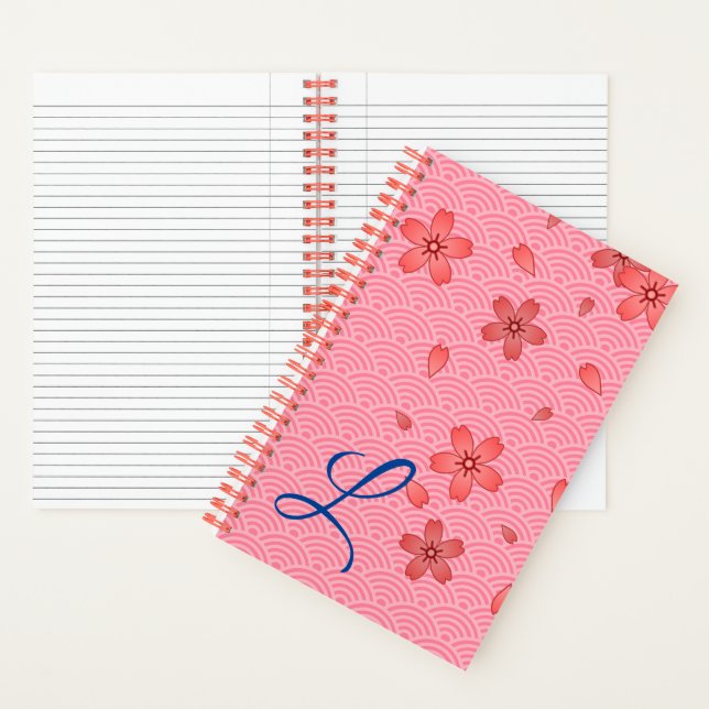 Japanese Cherry Blossom and Wave Pattern Notebook (Inside)