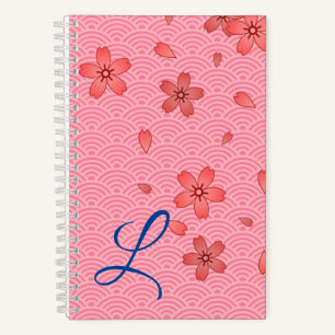 Japanese Cherry Blossom and Wave Pattern Notebook