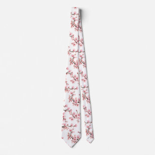 Japanese Cherry Blossom Blush Pink Blue groomsmen Tie