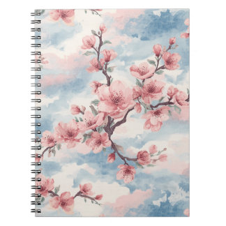 Japanese Cherry Blossom Blush Pink Blue Notebook